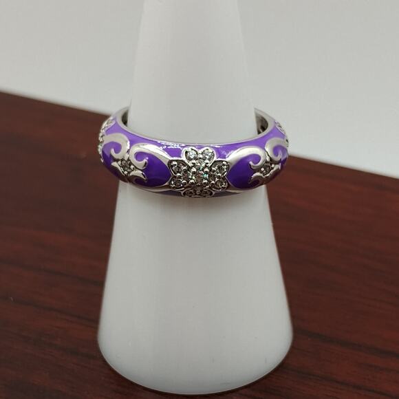 Hidalgo Purple Enamel Sterling Silver Ring sz 7 - Picture 2 of 6